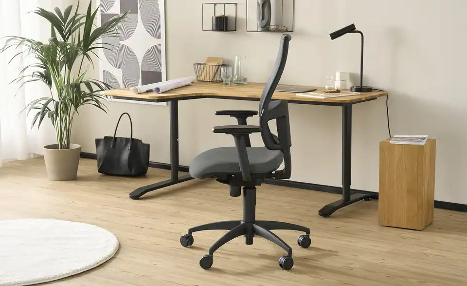 home worx Büro-Drehstuhl HWO Detailansicht Rückenlehne – Polyester Bezug, schwarz – home worx
