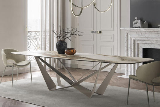 SKORPIO KERAMIK Esstisch mit Graphit-Keramikplatte in Marmor-Optik, Metallgestell – Cattelan Italia