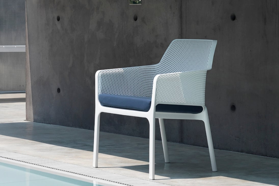 NET RELAX Gartensessel Gesamtansicht – Senfgelb Senape col. 56, Netzstruktur wetterfest – Nardi
