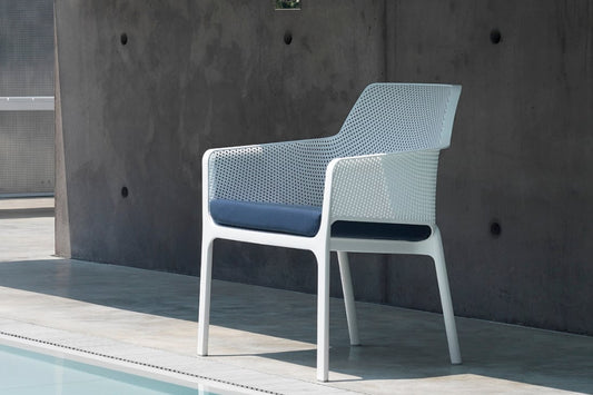 NET RELAX Gartensessel Gesamtansicht – Senfgelb Senape col. 56, Netzstruktur wetterfest – Nardi