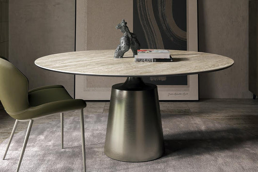 YODA KERAMIK Esstisch Gesamtansicht – Graphit GFM69 Keramik, glänzende Oberfläche – Cattelan Italia