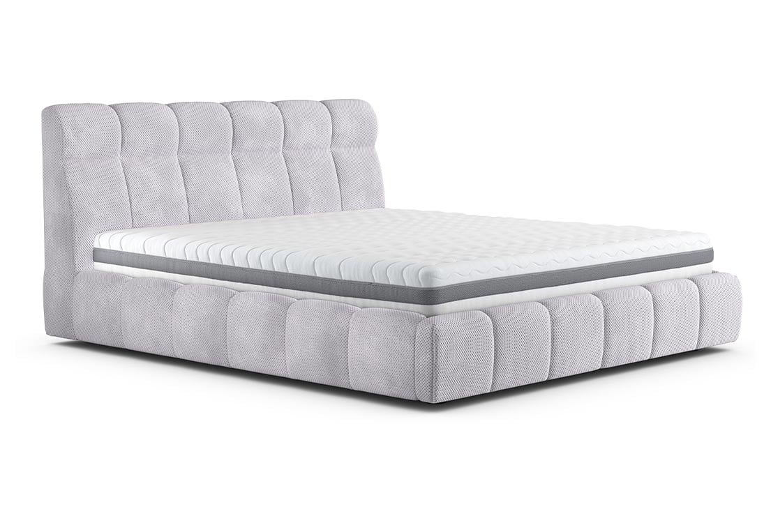 FRIZZANTE Bett Gesamtansicht – Polsterbett Charcoal mit strukturiertem Kopfteil – LNC