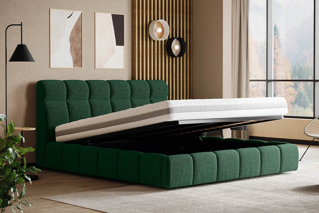 FRIZZANTE Bett Draufsicht – Liegefläche 160×200 cm, Polsterbezug Charcoal – LNC