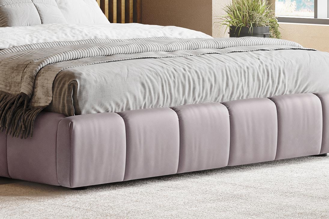Nahaufnahme Steppung FRIZZANTE Bett – elegante Kassettensteppung in Charcoal – LNC