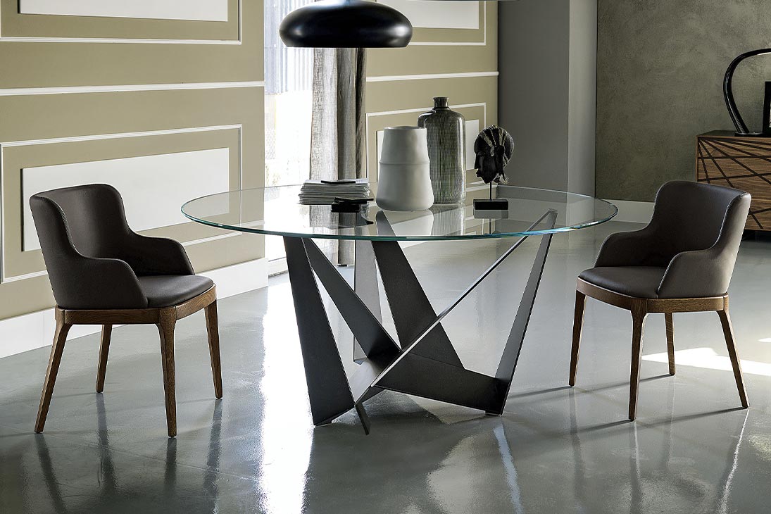MAGDA Armlehnstuhl Schräganischt – Echtleder Ardesia col. 953, elegantes Design – Cattelan Italia