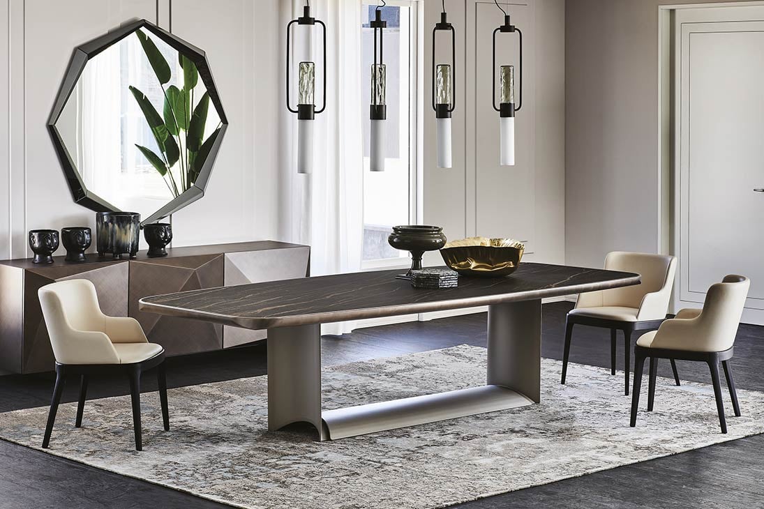 MAGDA Armlehnstuhl Schrägansicht hinten – Holzgestell, Armlehnstuhl Gesamtform – Cattelan Italia
