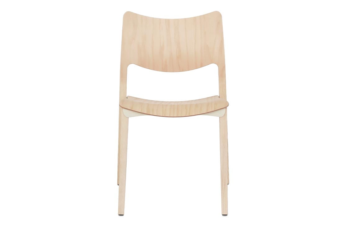 LACLASICA Stuhl von vorne – 3D-geformtes Sperrholz, Sitzhöhe 45 cm – Stua