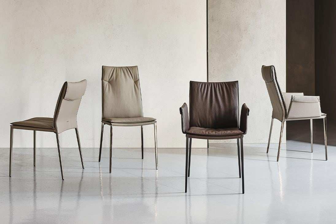 ISABEL ML Stuhl Nahaufnahme Material – Kunstleder Graphite OP69, PVC-Anteil 69% – Cattelan Italia