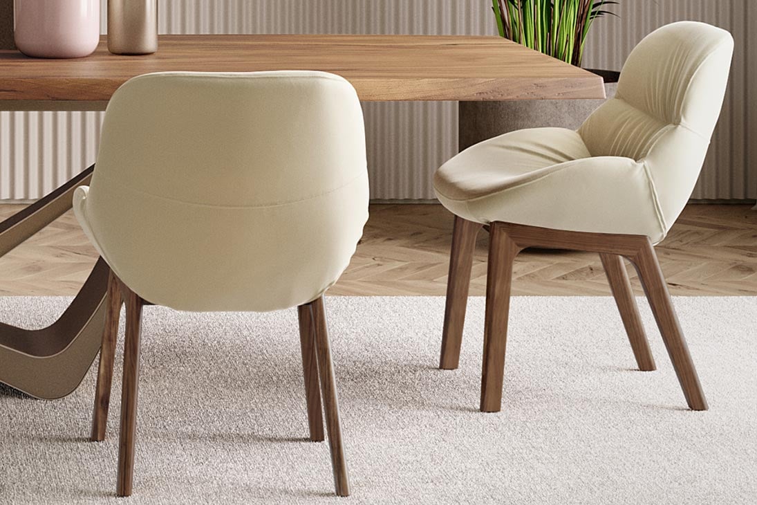 AMELIE WOOD Stuhl Detail Bein – Holzbein Noce L006, zeitloses Design – Bontempi Casa