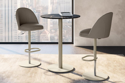 MINNI Barhocker Gesamtansicht – Avorio Leder col. 5508, höhenverstellbar 61–85 cm – Eforma