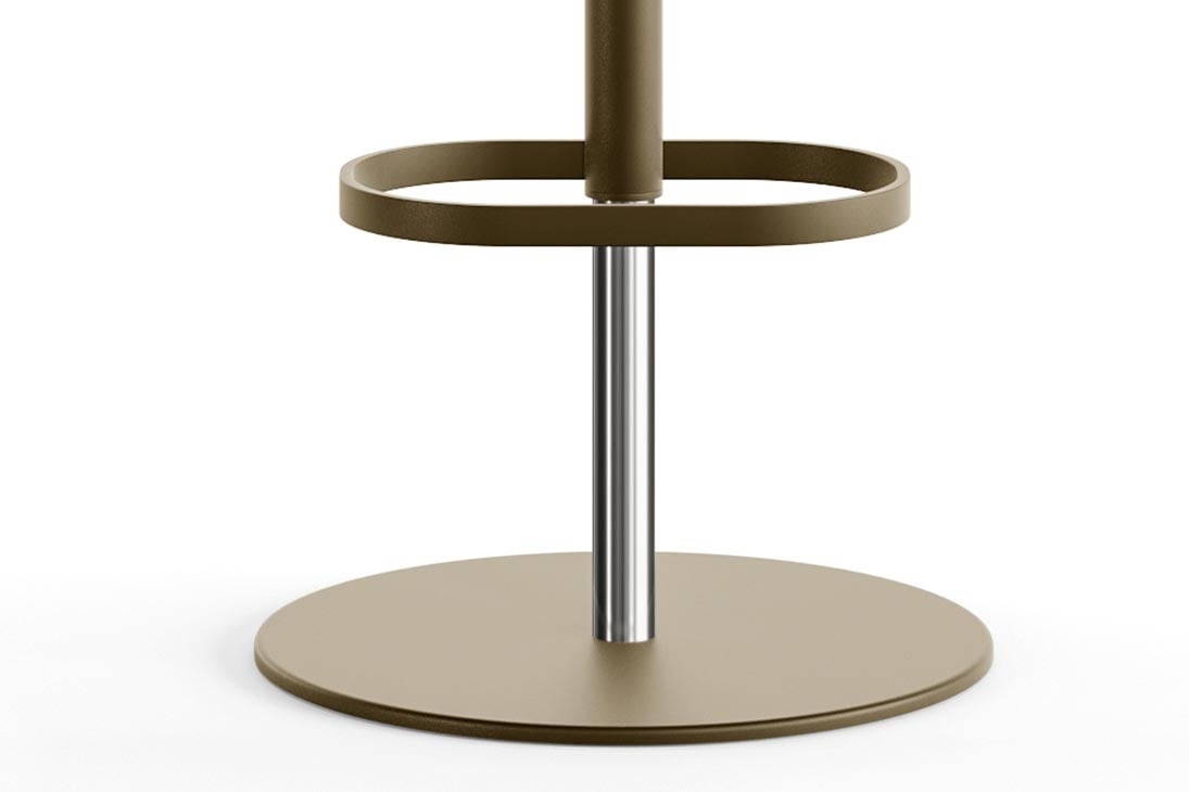 MINNI Barhocker Schraegansicht – höhenverstellbar, drehbare Basis, Gesamthöhe 106–130 cm – Eforma
