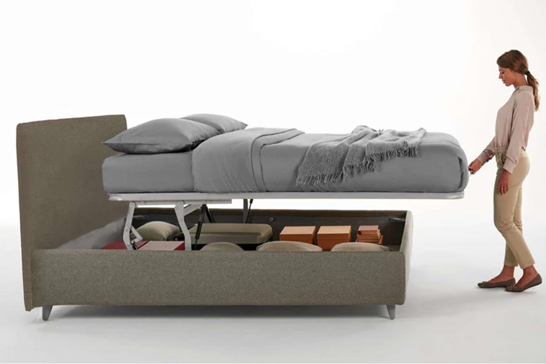 INGE Bett Lifestyle-Ansicht – optional mit Stauraum erhältlich, Polyester Grün col. 13 – Dorelan