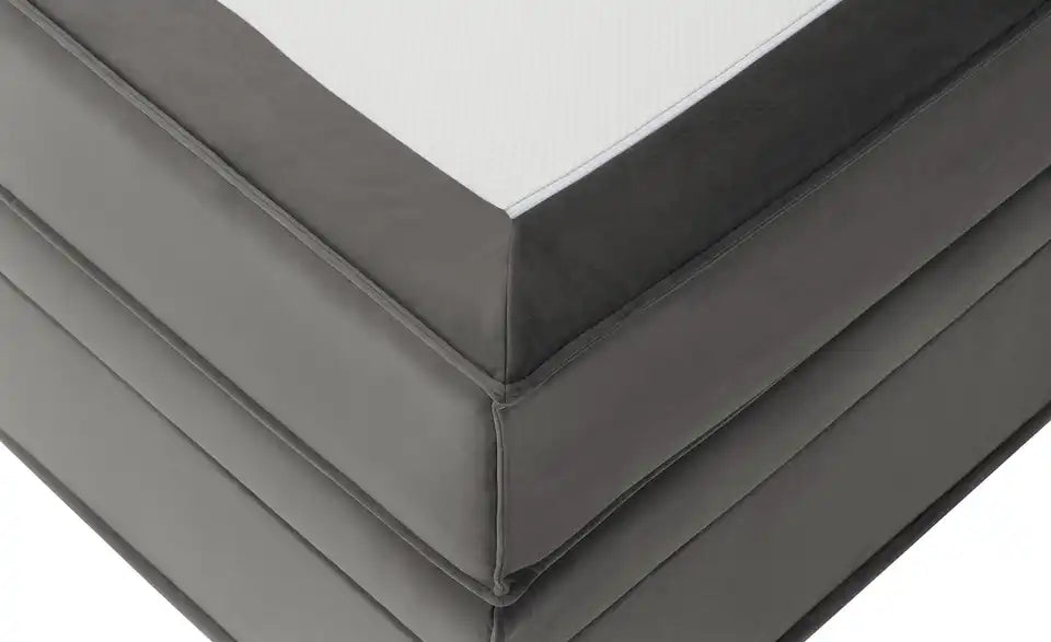 Boxi Urban Boxspringbett von vorne – 140 cm Breite, Dunkelgrau – Boxi