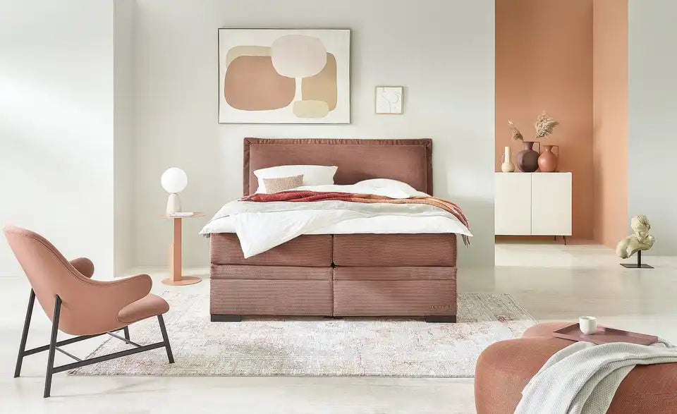 Jette Home Boxspringbett Adapt Gesamtansicht – 160x200 cm, Zimt, Ribcord-Bezug – Jette Home