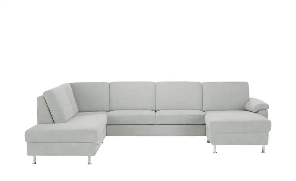Diva Wohnlandschaft Diva Gesamtansicht – Silbergrau Mikrofaser, 330x90x210 cm, links – Diva