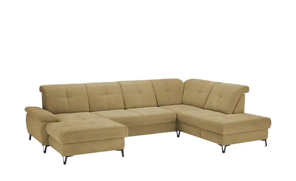medium Wohnlandschaft Planova II Schraegansicht – Gelb, Polyätherschaum-Polsterung – medium
