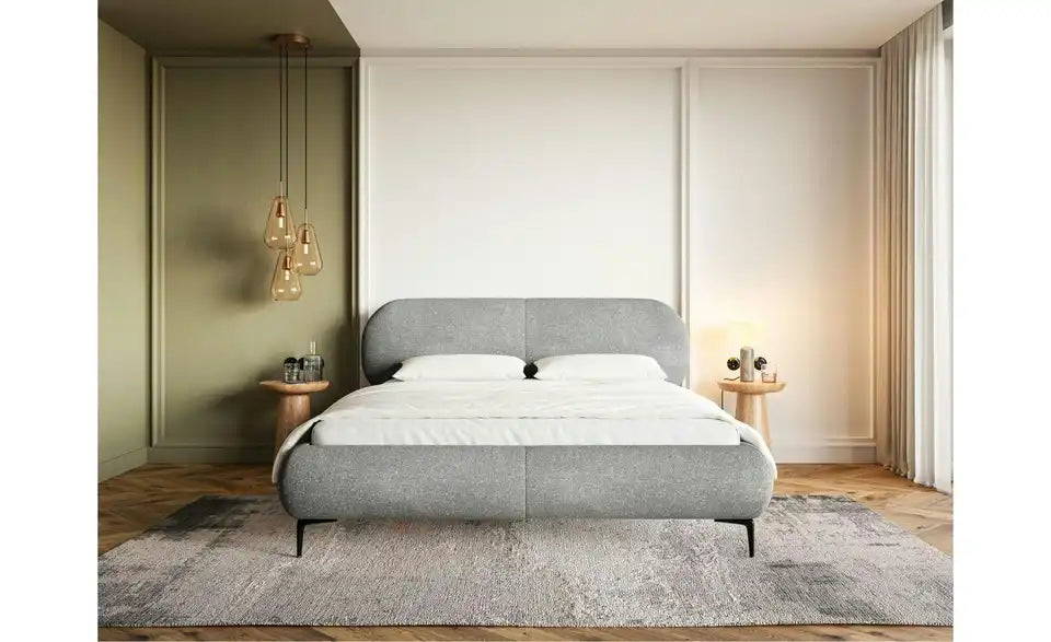 Selsey Polsterbett Ovalle Gesamtansicht – Grau, Chenille-Bezug, 160x200 cm – Selsey
