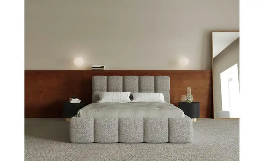 Selsey Polsterbett Cloudy Gesamtansicht – Dunkelbeige Webstoff, 140×200 cm – Selsey