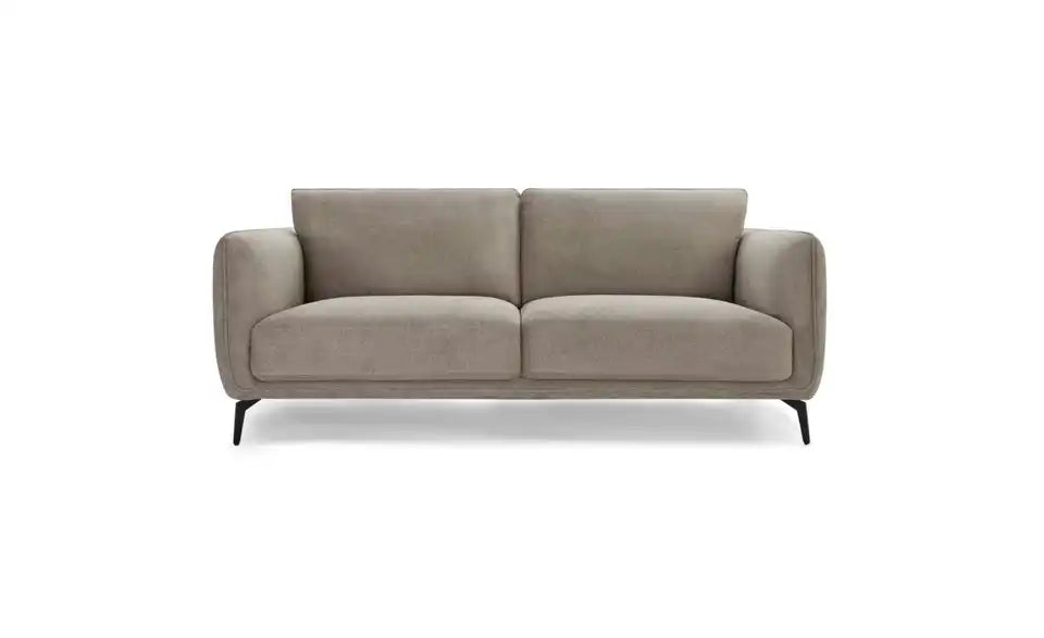 Furnhouse Einzelsofa Selena von vorne – Beige Chenille, Sitzbreite 165 cm, Metallgestell Schwarz – Furnhouse