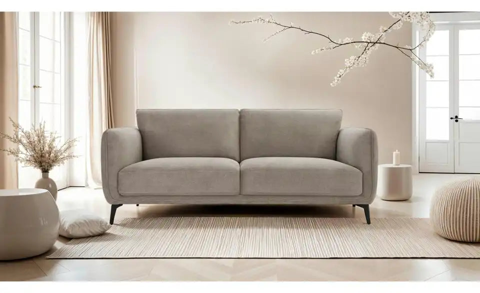 Furnhouse Einzelsofa Selena Seitenansicht – Taschenfederkern, Sitzhöhe 46 cm, Chenille Beige – Furnhouse