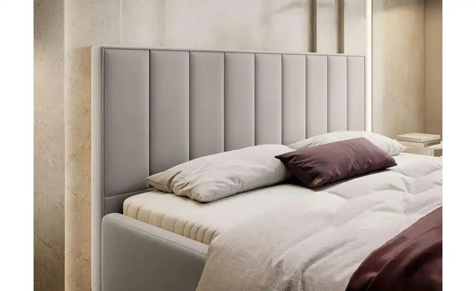 Selsey Polsterbett Rinus Gesamtansicht – Grau, Velours, Liegefläche 140x200 cm – Selsey