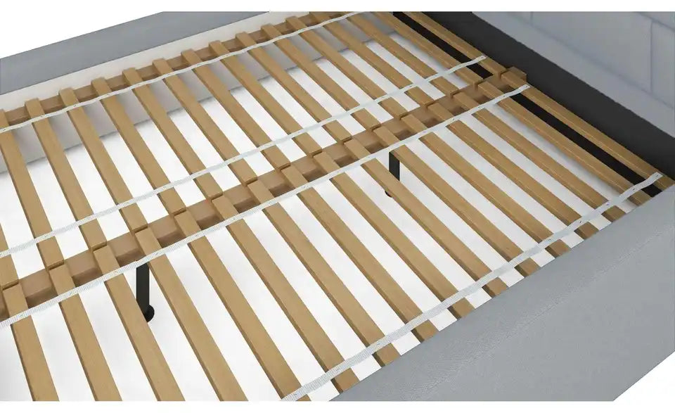 Selsey Polsterbett Rinus Detailansicht – Velours-Bezug Grau, ohne Bettkasten – Selsey