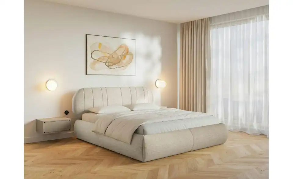 Selsey Polsterbett Asmelio Gesamtansicht – Beige, Liegefläche 140x200 cm, mit Lattenrost – Selsey