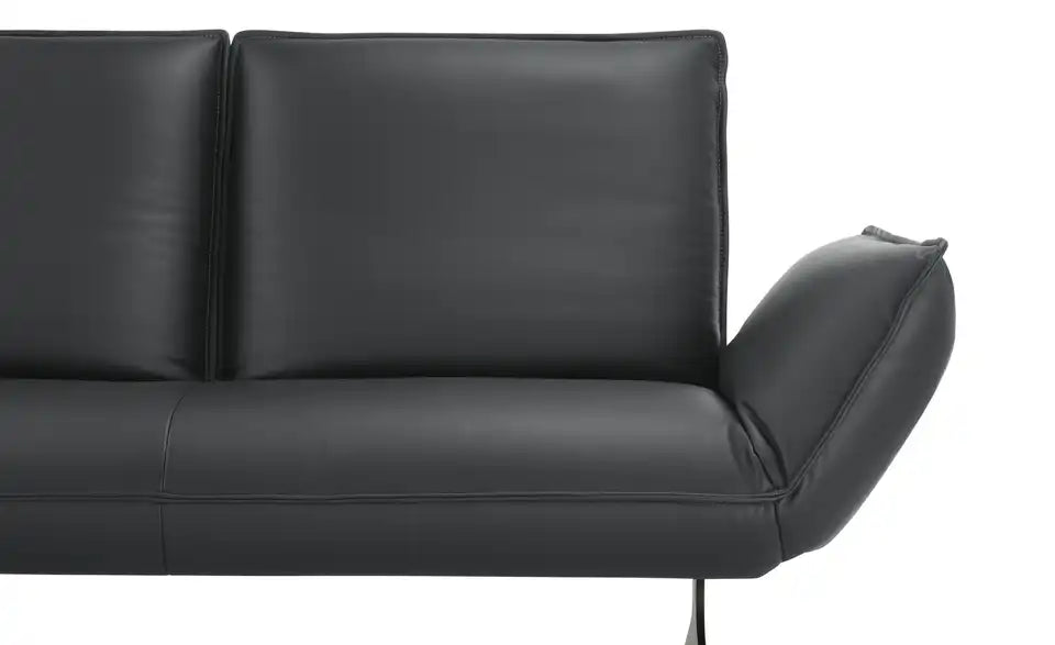 KOINOR Ecksofa Buddy Rueckenansicht – Wellenunterfederung, Leder schwarz, Gesamttiefe 167 cm – KOINOR