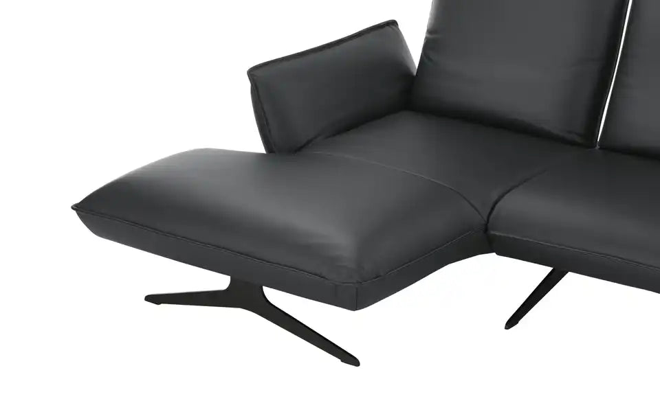 KOINOR Ecksofa Buddy Detailansicht Sitz – Polyätherschaum, Sitzhöhe 44 cm, schwarzes Leder – KOINOR
