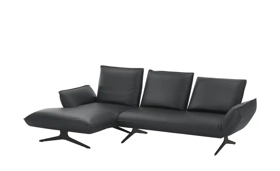 KOINOR Ecksofa Buddy Nahaufnahme Material – 100% Leder, schwarz, hochwertige Verarbeitung – KOINOR