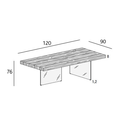 AIR WILDWOOD Esstisch Glasbeinfuss – temperiertes Glas Detailansicht nah – Lago