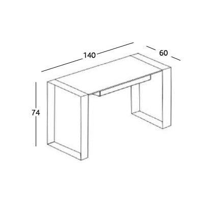 DESK Schreibtisch Draufsicht – Tischplatte Furnier 140 cm breit – Orsenigo
