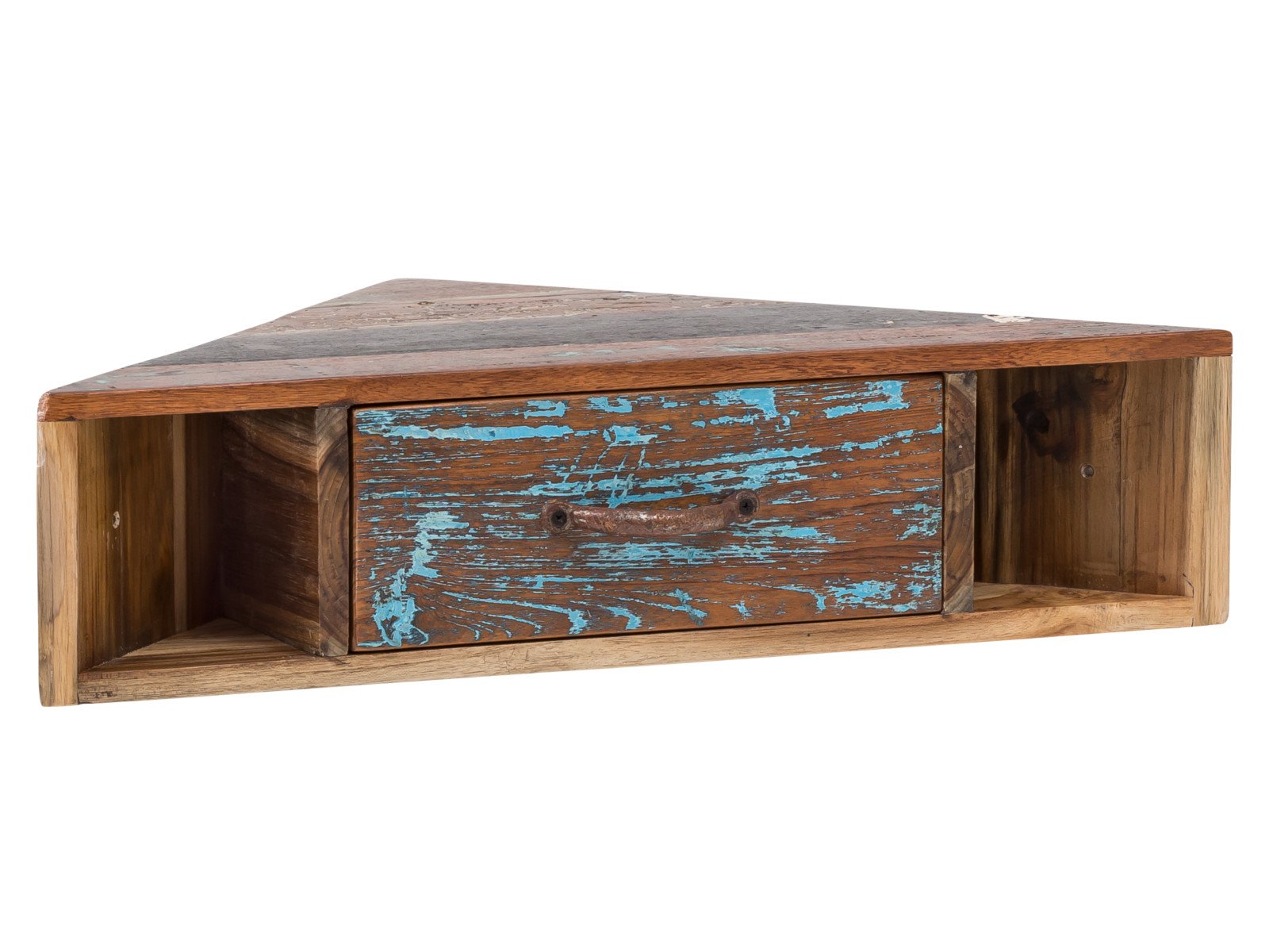 Eckregal Sumana Gesamtansicht – Altholz recycelt, Boho-Stil, 63x18x30 cm – massivum