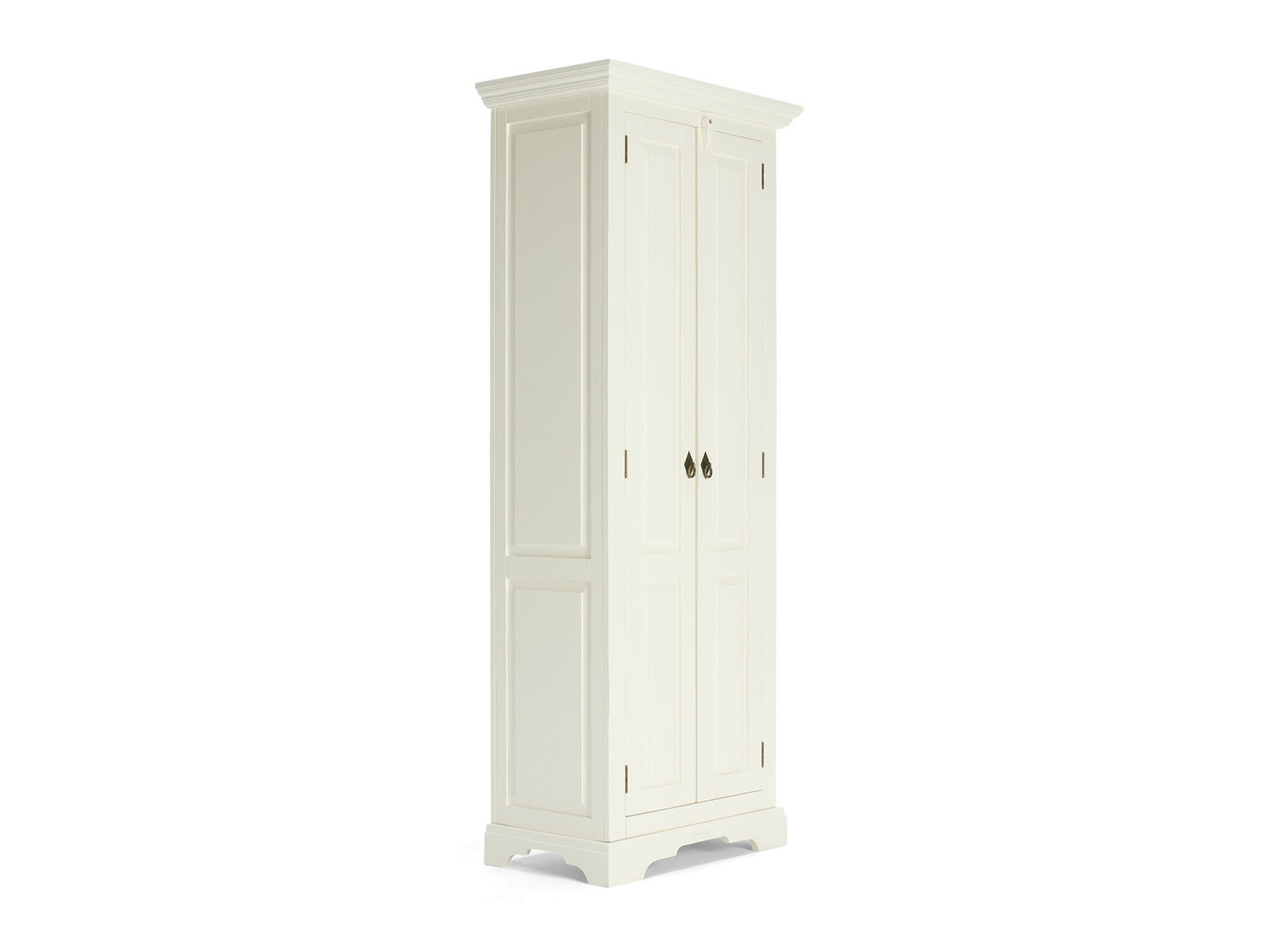 Garderobenschrank Catana Gesamtansicht – Cremeweiß Vintage, teilmassiv, 75x190x44 cm – massivum